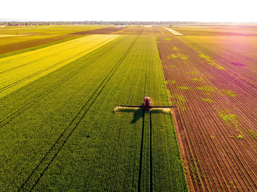 Veículo em campo de agronegócio.