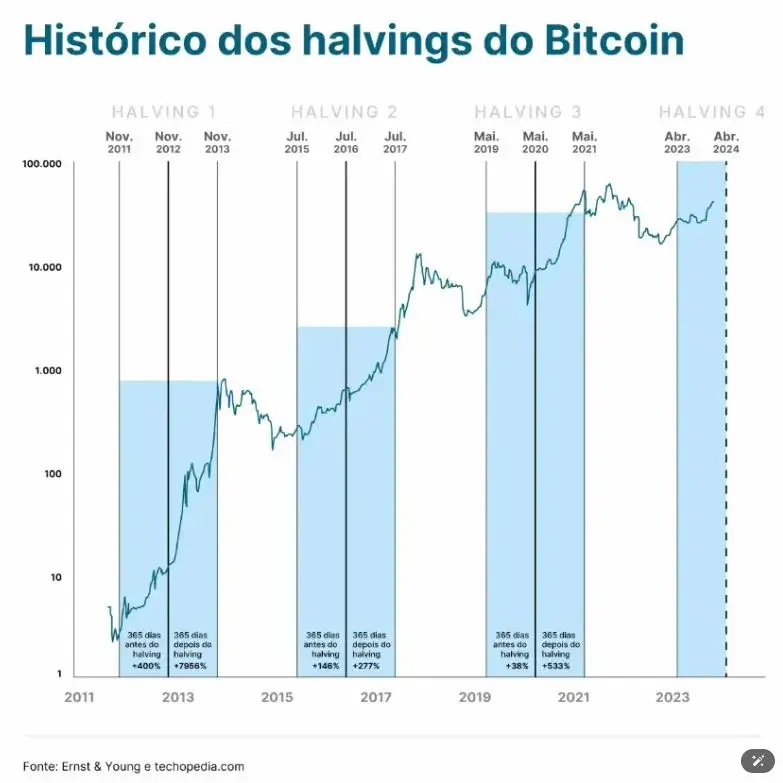 gráfico dos halvings de bitcoin
