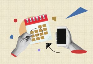 mão com celular e calendário para acompanhar os principais eventos do mercado financeiro brasileiro