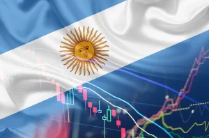 bandeira com gráficos representando a bolsa de valores da argentina