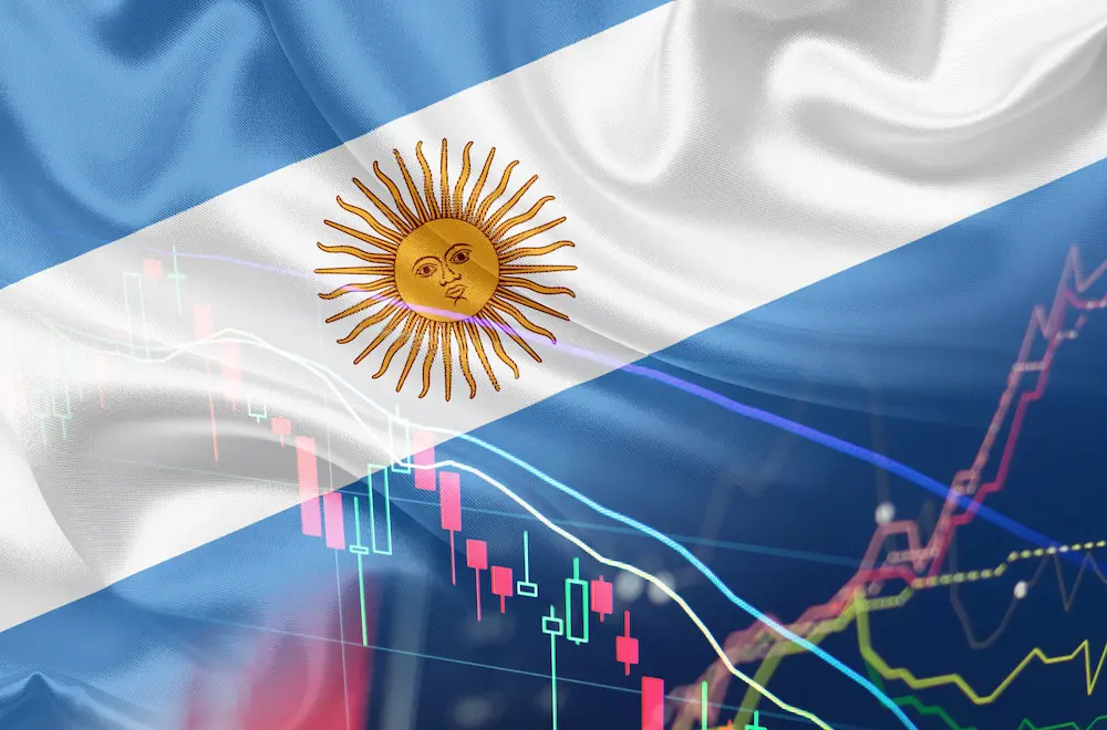 bandeira com gráficos representando a bolsa de valores da argentina