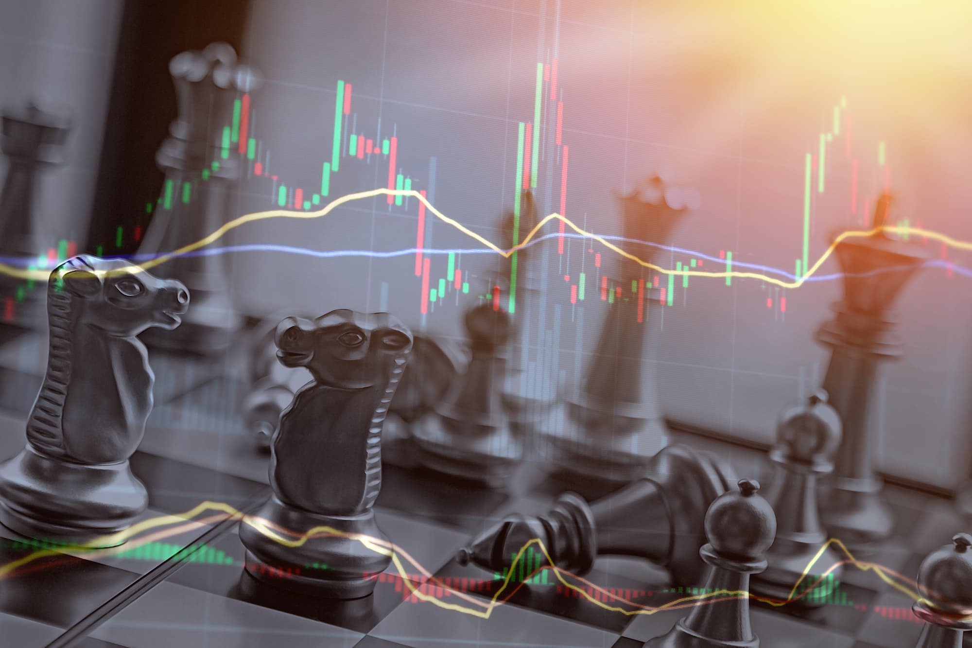 imagem mostra uma análise técnica com peças de xadrez