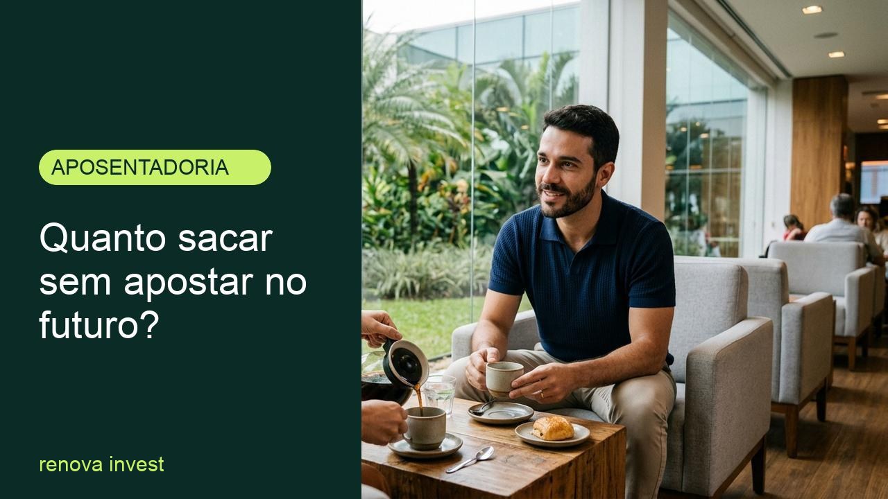Casal jovem servindo café e conversando em lounge de aeroporto, discutindo taxa de retirada segura